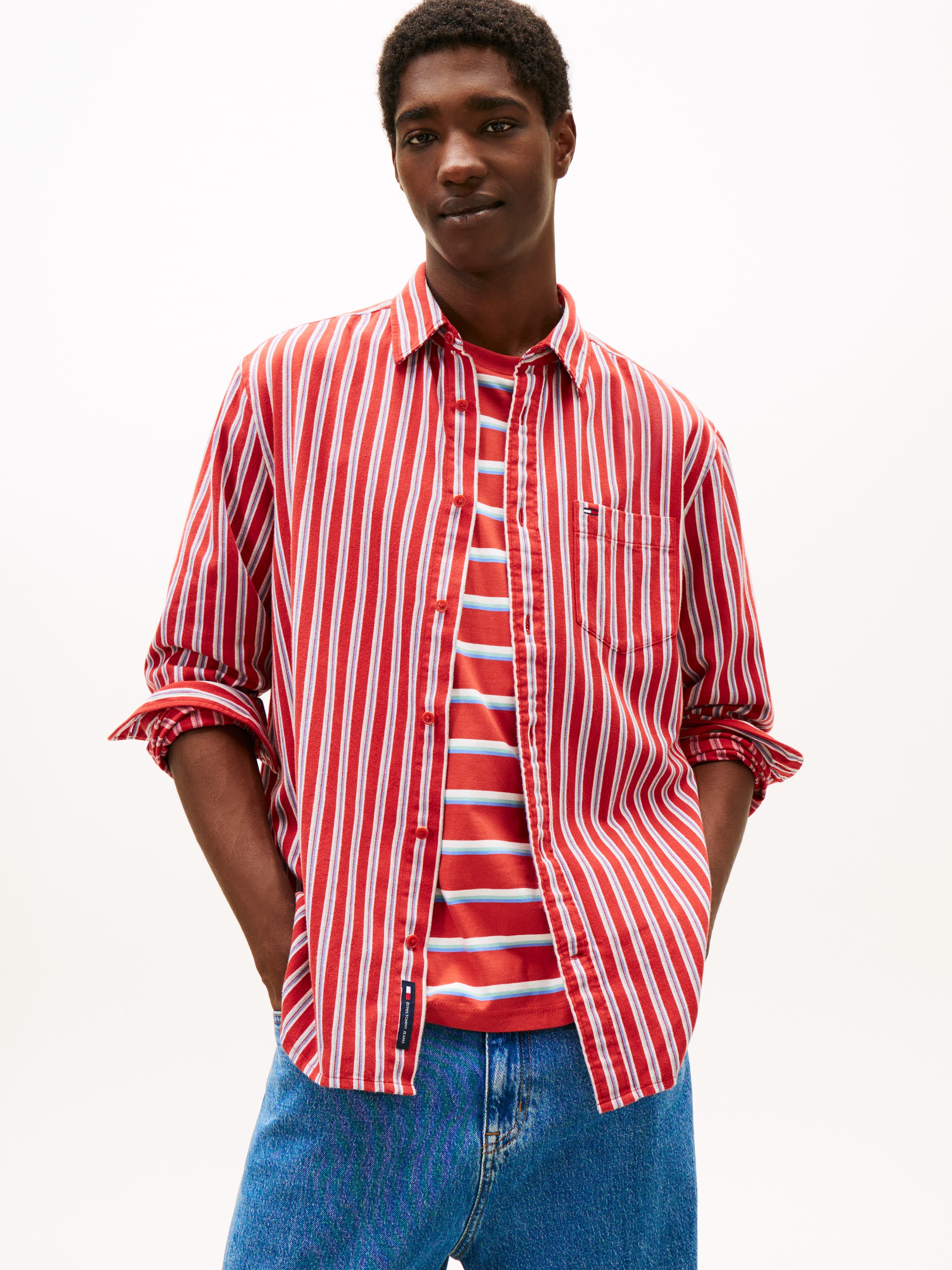Relaxed Fit Stripe Twill Shirt