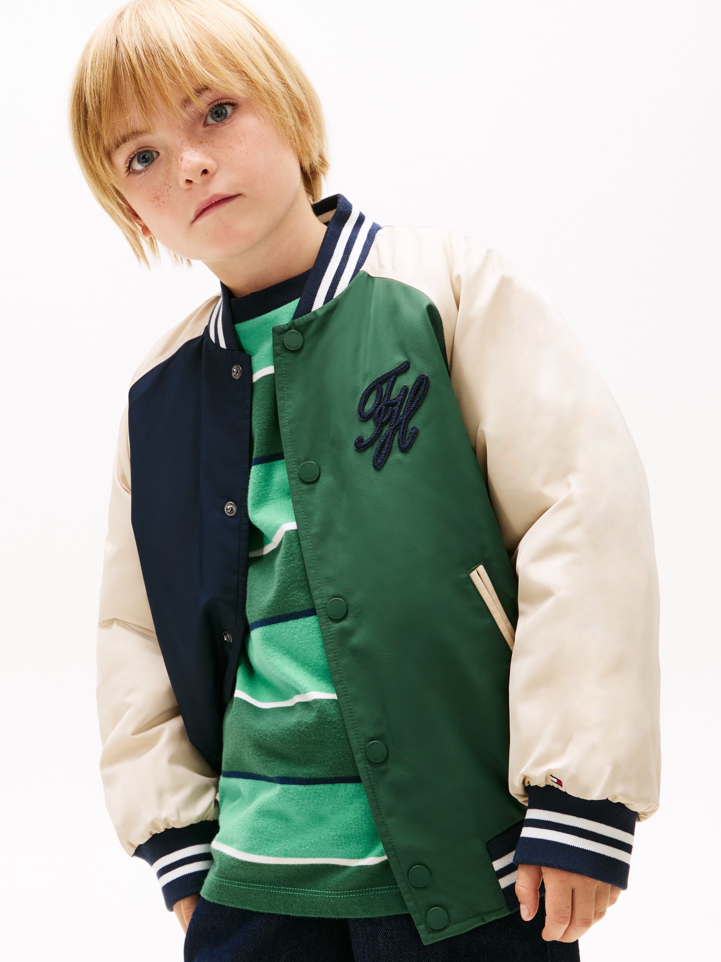 Logo Embroidery Relaxed Raglan Bomber Jacket
