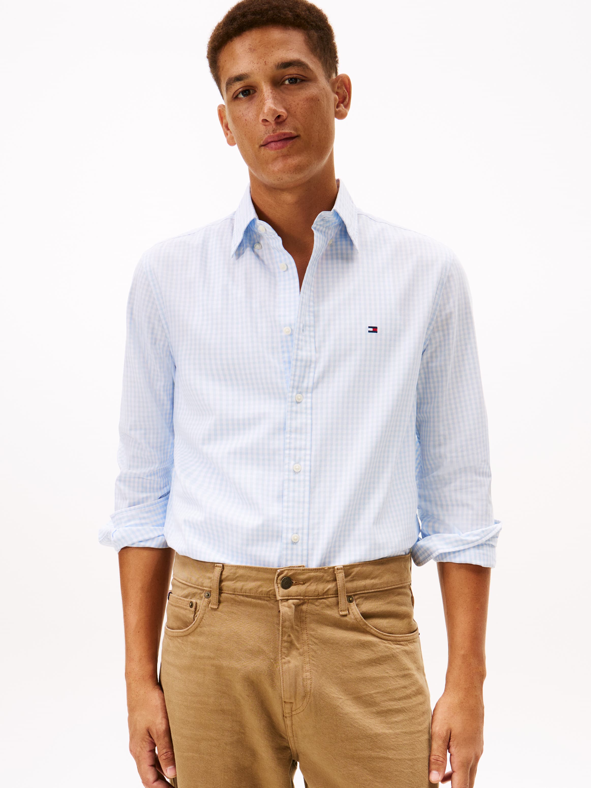Flex Poplin Big Print Gingham Long Sleeve Shirt