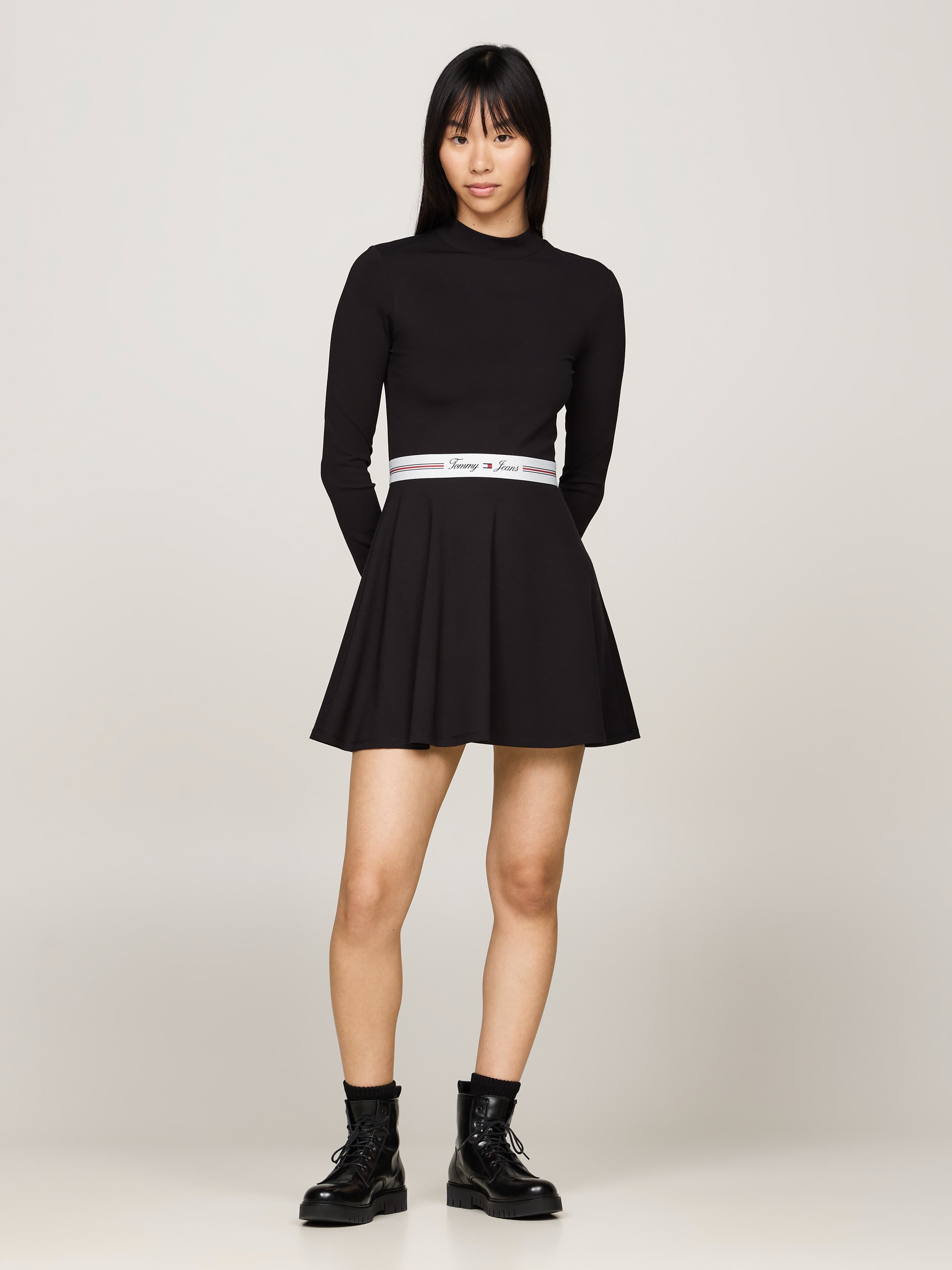 Mock Turtleneck Fit And Flare Mini Dress