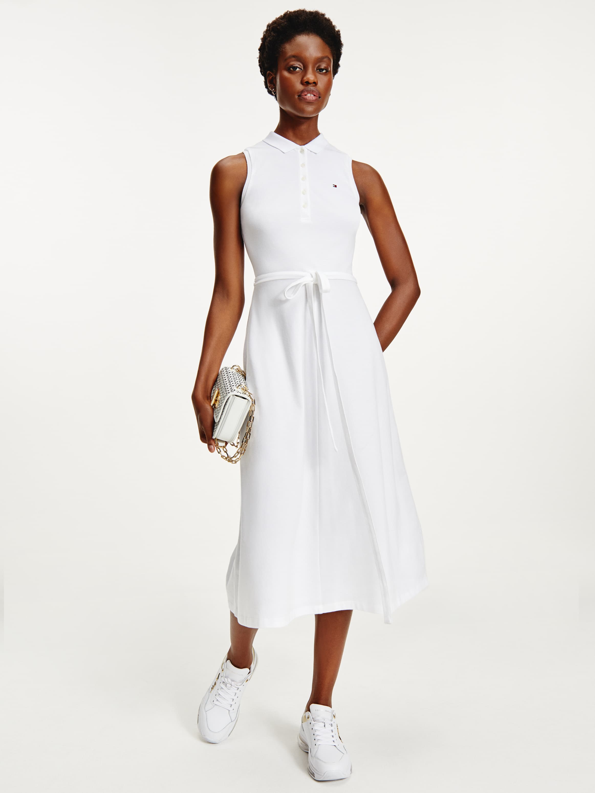 Fit And Flare Sleeveless Polo Dress