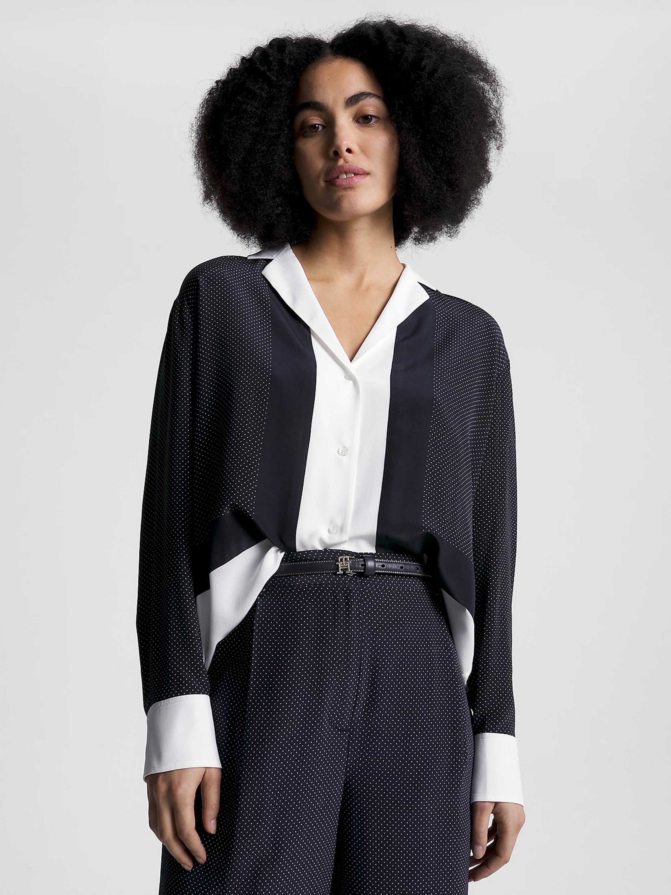 Silk Polka Dot Relaxed Fit Shirt