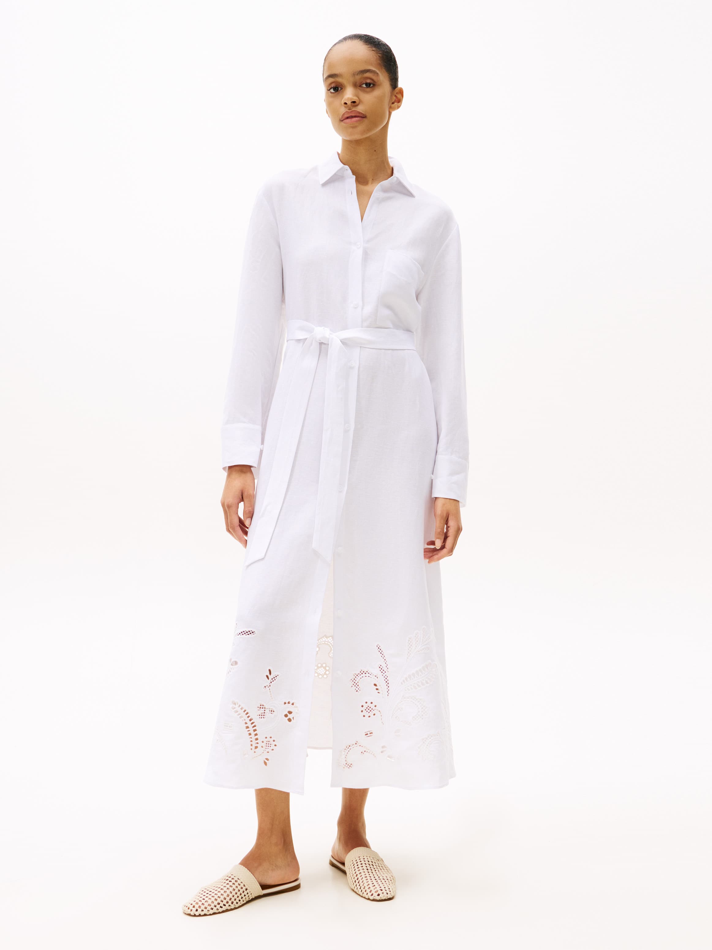 Broderie Anglaise Maxi Shirt Dress