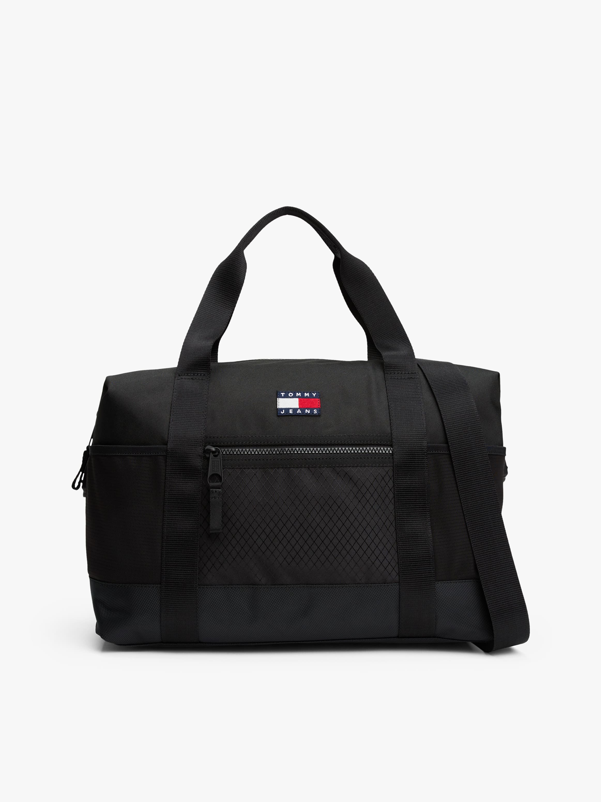 Diamond Texture Logo Crossbody Duffel Bag