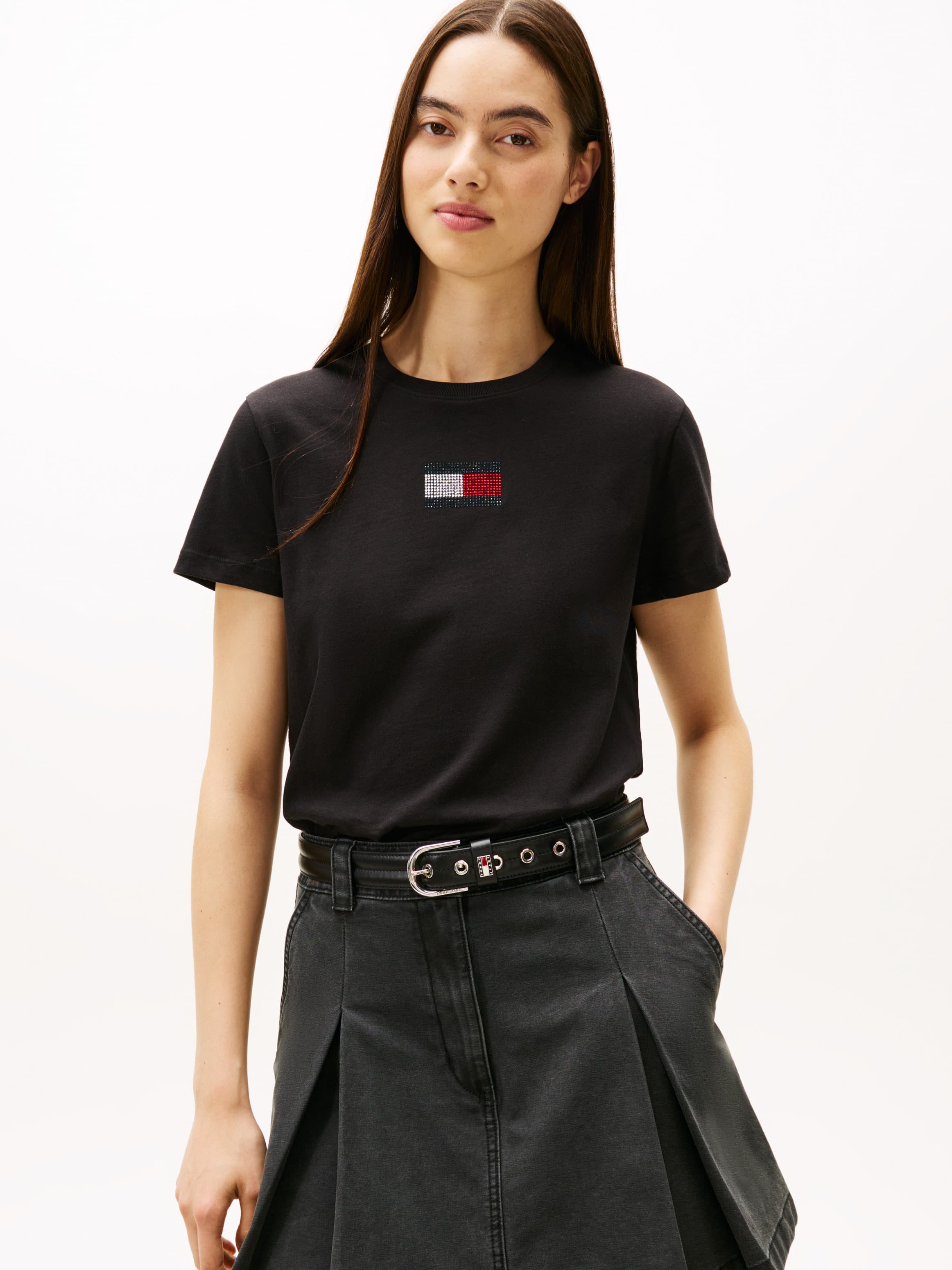 Diamanté Flag Crew Neck T-Shirt